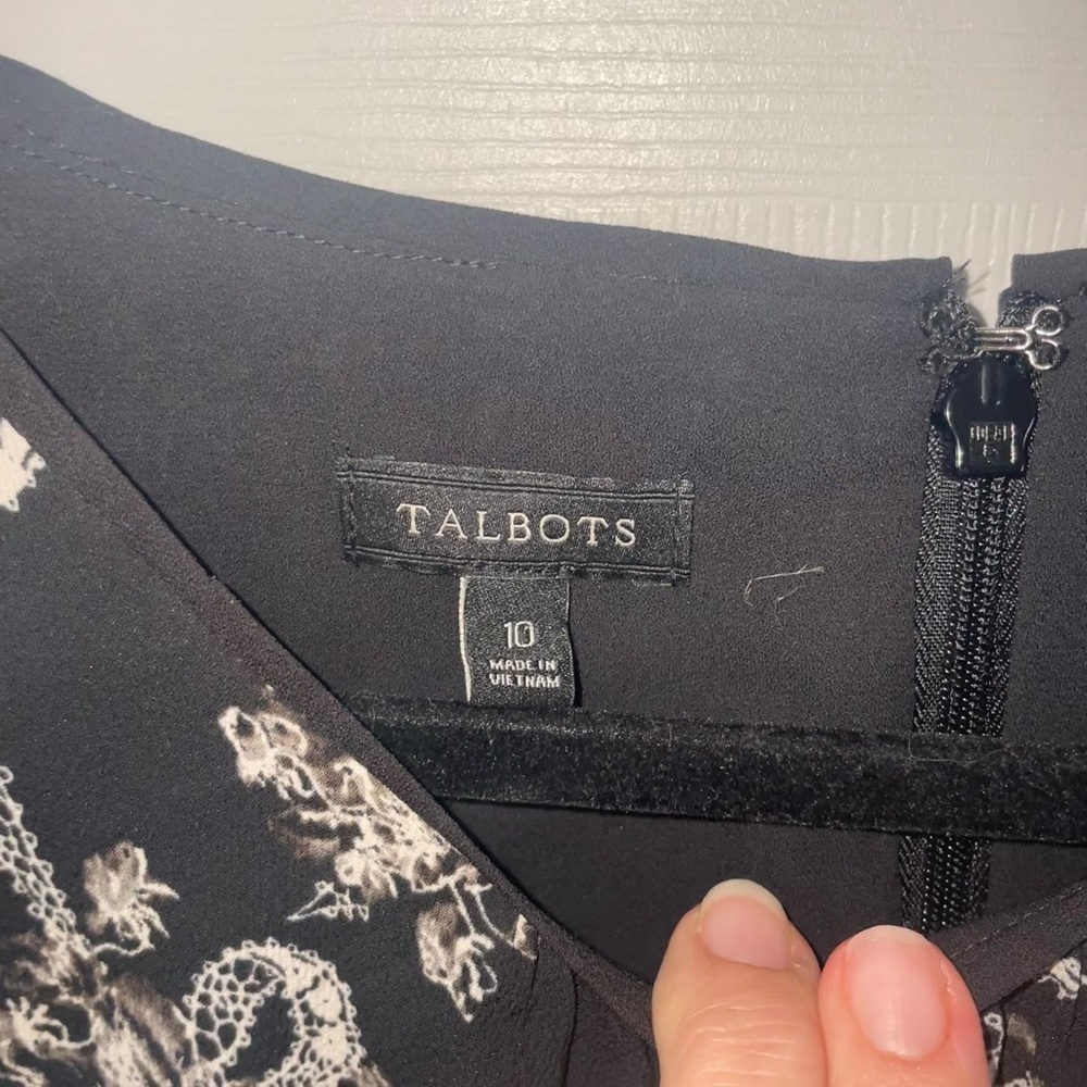 Talbots Black and White Patterned Sleeveless Midi Dress Size 10 - Picture 2 of 4